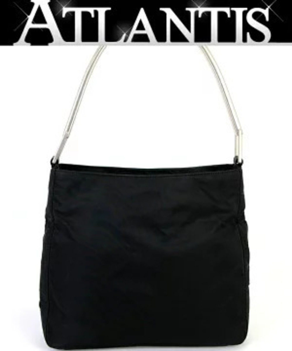 Prada Hobo Bag Metal Handle Black